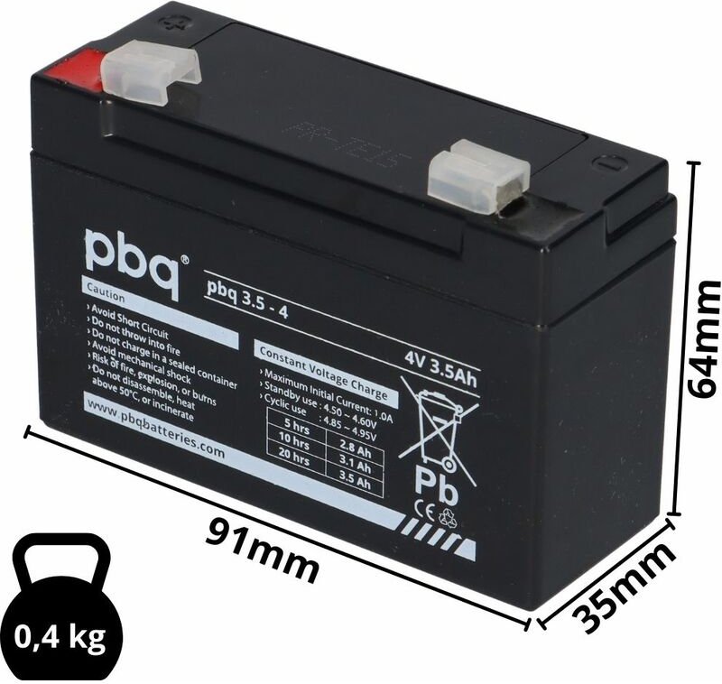 Verschiedene - Akku kompatibel Handlampe Handscheinwerfer Mata Halo 4 4V 3,5Ah agm Blei Accu