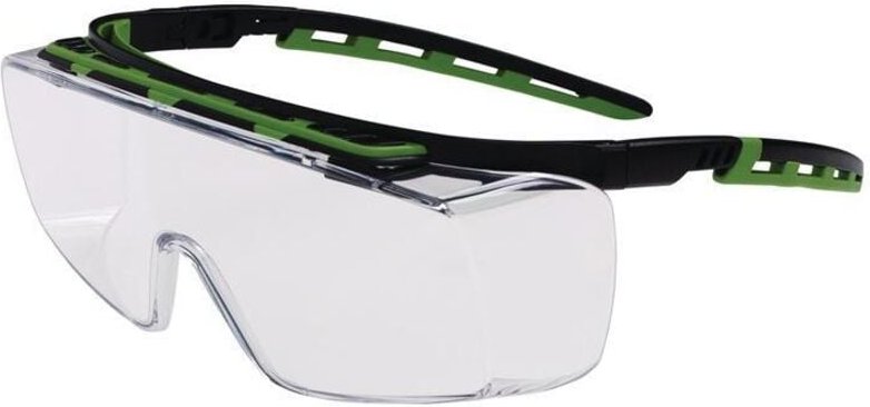 Schutzbrille Kubik en 166, en 170 Bügel schwarz/grün, Scheibe klar Polycarbonat