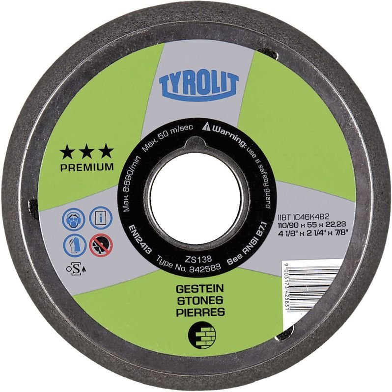 Tyrolit - Schleiftopf kegelig Premium 110/90 x 55 Aufnahme M14 Korn 60 Gestein