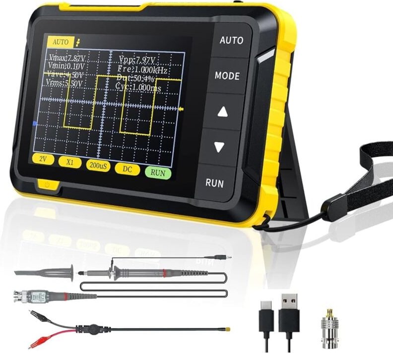 Handoszilloskop, 400 v 200 kHz Oszilloskop 2,5 MS/s Echtzeit-Abtastrate Oszilloskop mit OTA-Upgrade-Funktion, tragbares ...