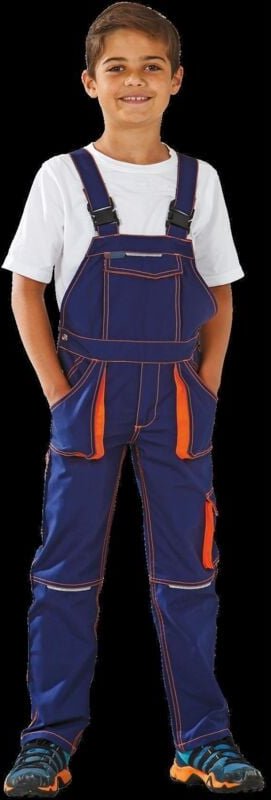 Thumbnail - Planam Junior Latzhose marine/orange 122/128