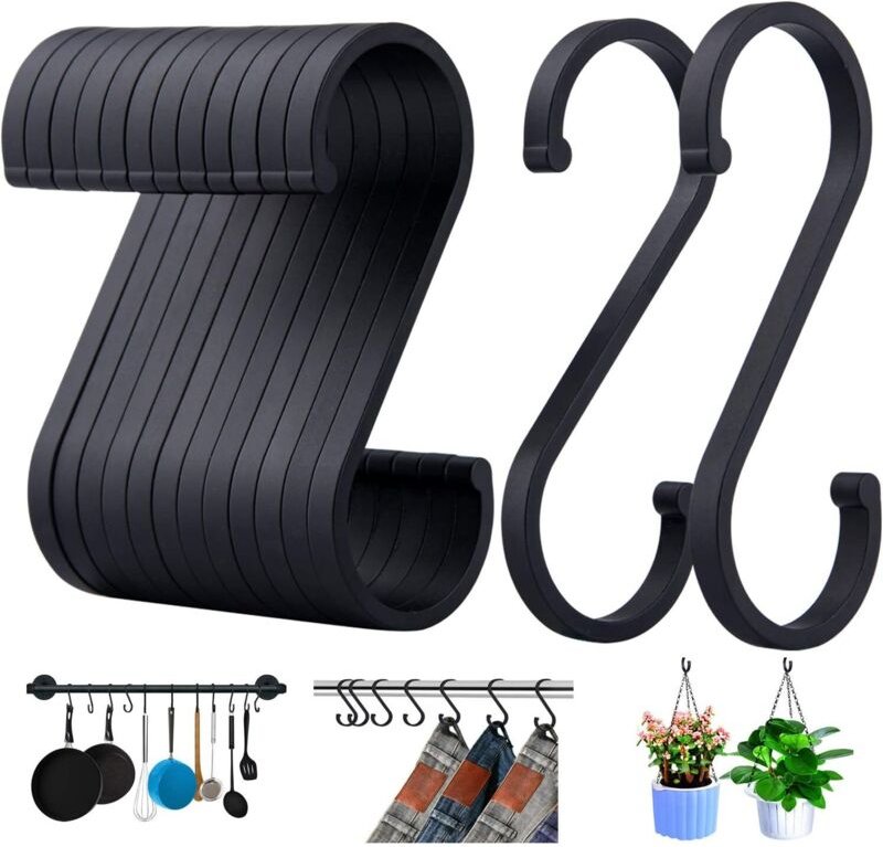 S-Haken, 12er-Pack, zum Aufhängen von Töpfen, Pfannen, Pflanzen, Kaffeetassen, Kleidung, Handtüchern in Küche, Schlafzim...