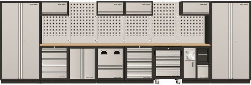 Kraftwerk - mobilio 8er Komplett-Kombi mit Lochwand, Buche Multiplex