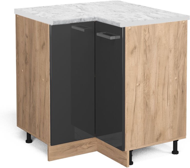 Vicco - Eckunterschrank R-Line, Anthrazit Hochglanz, 75.6 cm ap Marmor