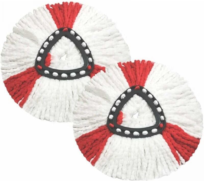 2er-Pack Moppköpfe, kompatibel mit Vileda 2-in-1-Turbo-Mopp-Ersatzköpfen, Mikrofaser, Rot, Weiß.