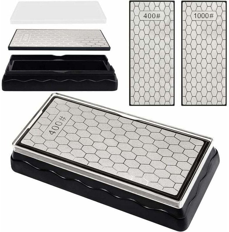 Schleifsteine, Schleifstein, doppelseitige Diamant-Schleifplatte, Messerschärferstein mit 400/1000er Körnung, 150 x 63 m...