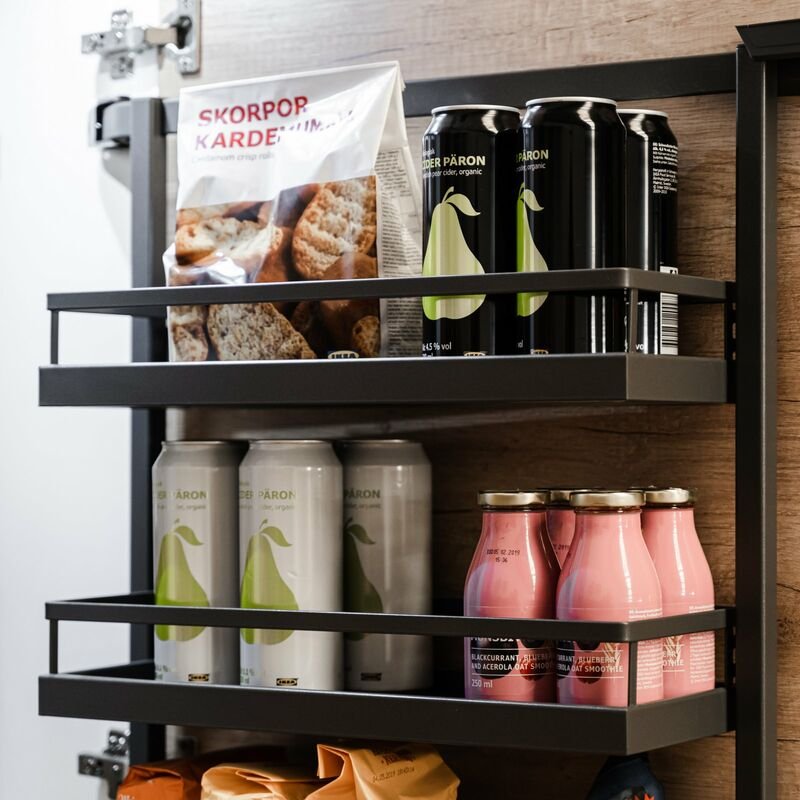 Dispensa Tandem Side Türregal inkl. 3x arena Style Einhängetablare anthrazit Höhe: 800 mm für 60er Hochschrank von So-te...