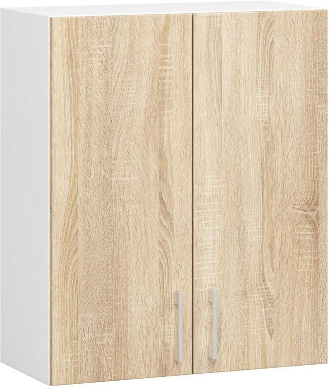 Hängeschrank Küchenschrank Akord lima modular W60 Weiß 60 cm 2 Türen 2 Ebenen Front Sonoma-Eiche B60 x H72 x T30,5 cm