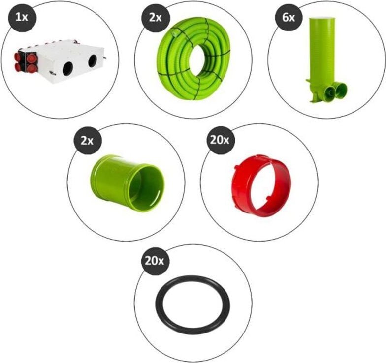 Wolf Zubehörset CWL-F-150 Rohbau DN 125 Schlauch DN 75/63 antistatisch/antibakteriell