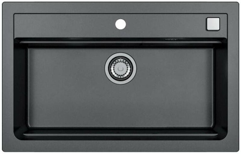Atrox - Granit-Spüle, 79x50 cm, mit Ablaufsystembedienung, Carbon 1140447 - Alveus