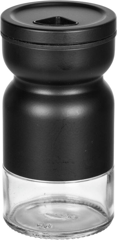 Thumbnail - Menage mit Glas Gewürzstreuer in Schwarz 12 x 6 x 14,5 cm - Gefäß : Transparent, Deckel und Halterung: Schwarz - Wenko