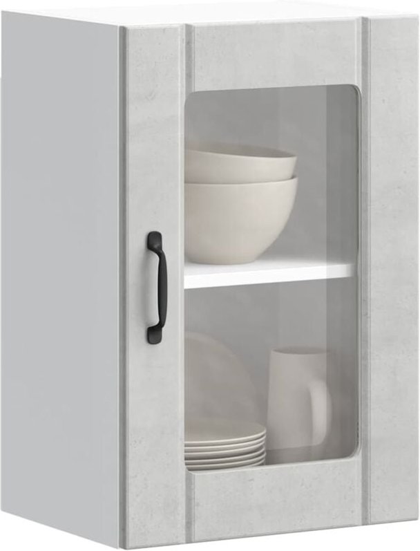 Küchen-Hängeschrank mit Glastür Lucca Betongrau Vidaxl