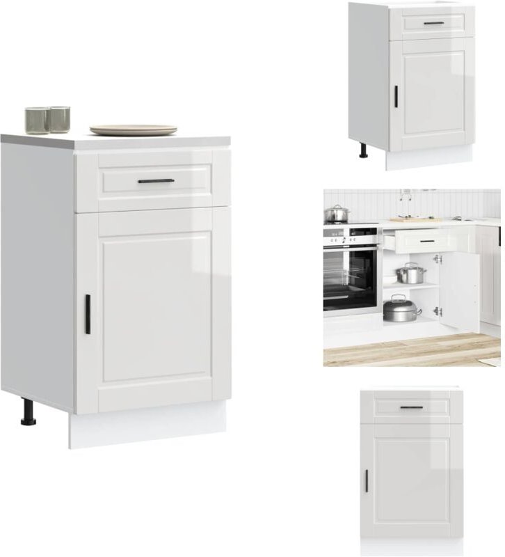 Küchenunterschrank Porto Hochglanz-Weiß Holzwerkstoff - Küchenunterschrank - Küchenunterschränke - Spülenunterschrank - ...