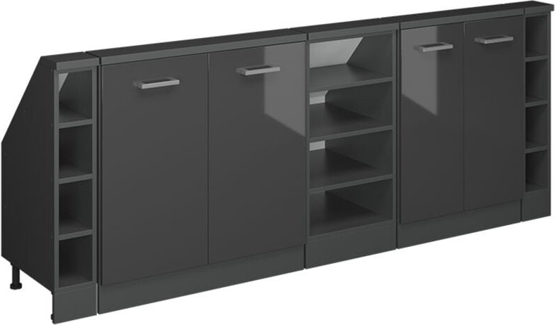 Thumbnail - Dachschrägenschrank-Set Rion, Anthrazit Hochglanz/Anthrazit, 5er Set, Vicco