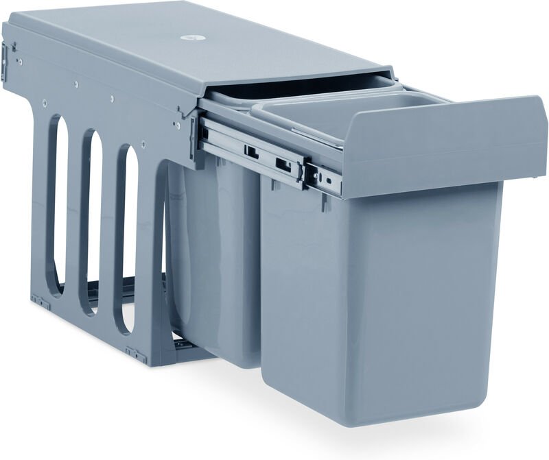 Relaxdays - Einbaumülleimer Küche, Auszug, Duo je 8 l, Müllsystem Unterschrank, Kunststoff, HxBxT: 35,5 x 25 x 47 cm, gr...