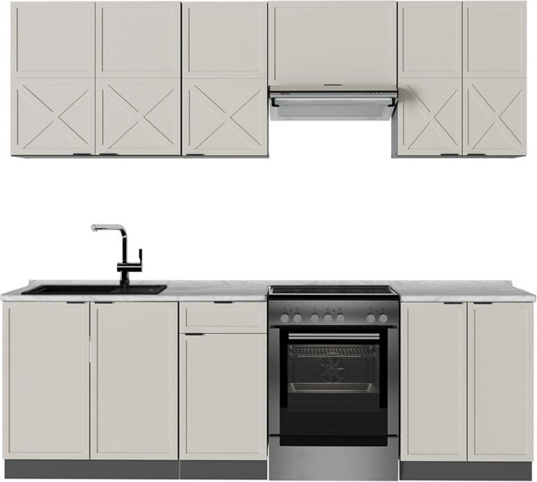 Küchenzeile Fame-Line, GrauBeige/Anthrazit, 240 cm ohne Arbeitsplatte, Vicco