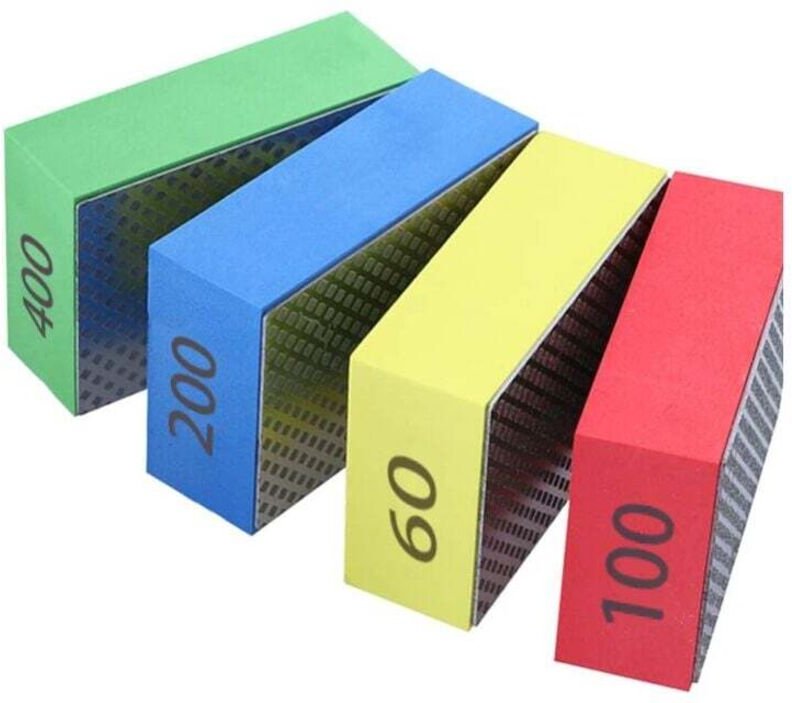 Thumbnail - 4er-Pack Diamant-Handpolierpads, Schleifpads für Glaskeramikfliesen, 4 Rauheitsstufen – Körnung 60, 100, 200, 400, Mohs-...