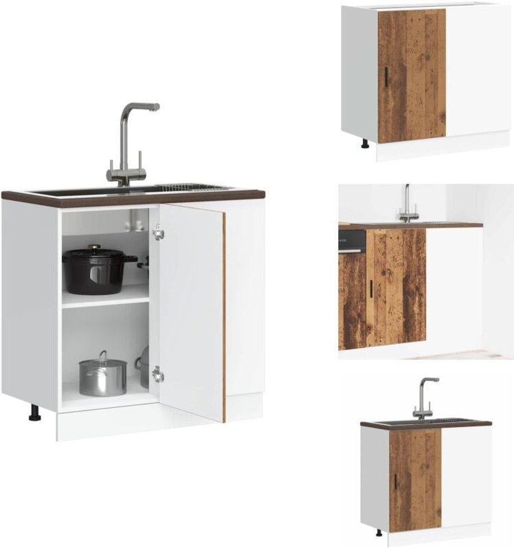 Spülenunterschrank Altholz-Optik Holzwerkstoff - Spülenunterschrank - Spülenunterschränke - Küchenunterschrank - Untersc...