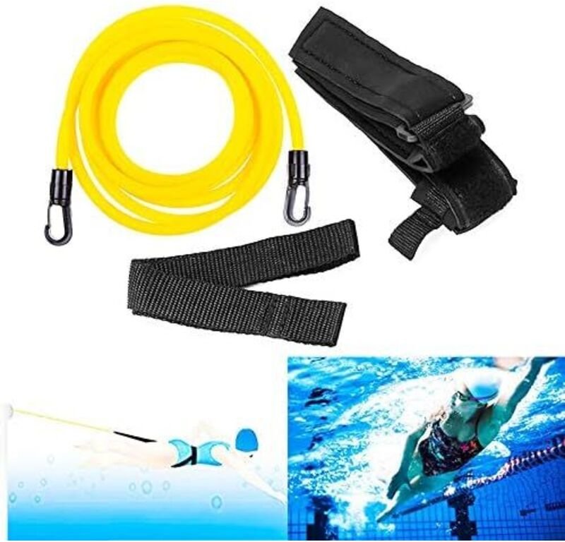 Schwimmgürtel für Pool, Einstellbarer Schwimmwiderstand, 4m Zugseil für Schwimmtraining/-lernen für Kinder und Erwachsen...