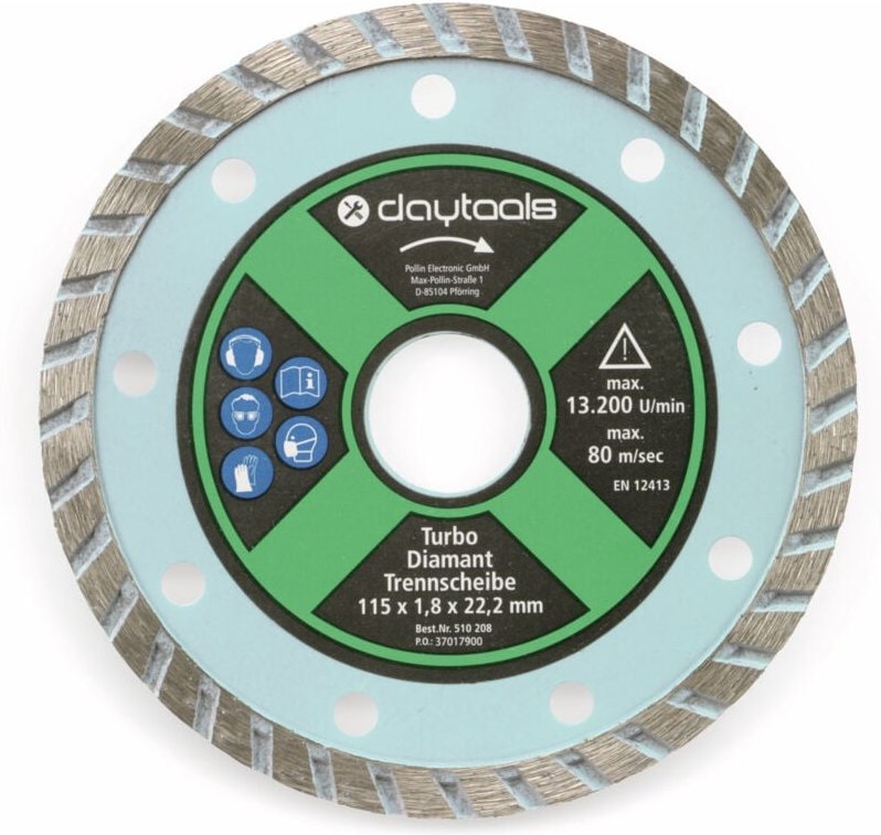 DAYTOOLS Diamant-Trennscheibe mit Turborand, 115 mm