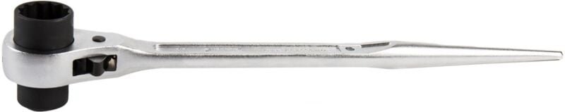 Gerüstbauratsche 19 x 22 mm Doppel-Sechskant, Ringratsche Ringratschenschlüssel, Knarrenschlüssel mit Zentrierspitze und...