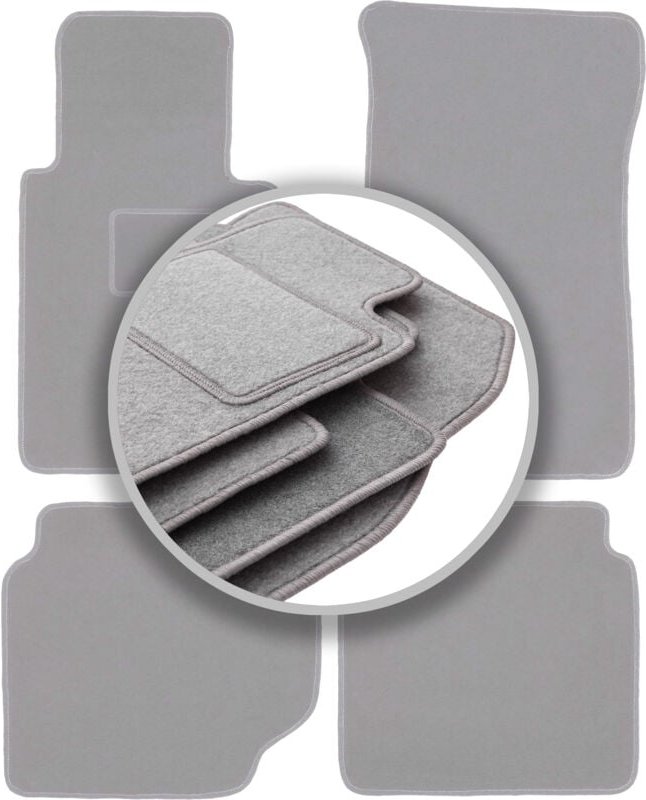 Graue Autofußmatten für: Mercedes W116S Limousine (1972-1980)