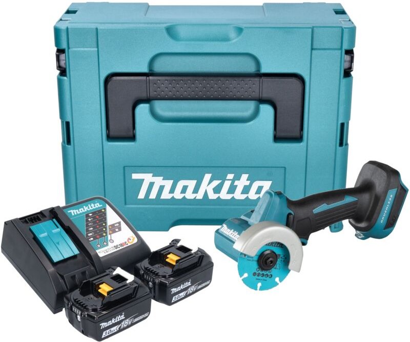 Thumbnail - Makita DMC 300 RFJ Akku Winkelschleifer 18 V 76 mm Brushless + 2x Akku 3,0 Ah + Ladegerät + Makpac