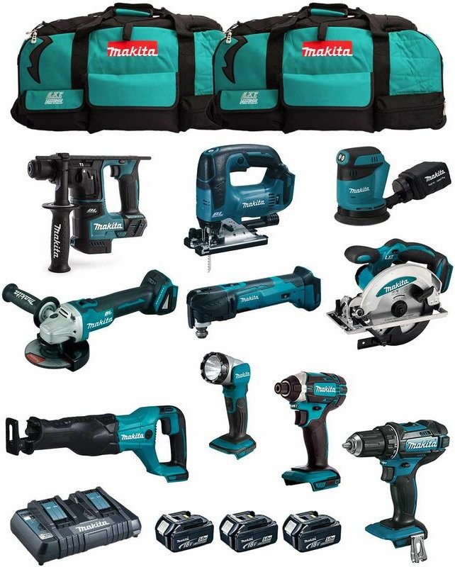 Makita - Kit MK1001 (DDF482+ DHR171+ DGA504+ DTD152+ DJV182+ DSS610+ DJR186+ DBO180+ DTM51+ DML802+ 3x5,0Ah + DC18RD + 2...