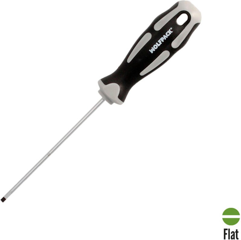 Schraubendreher mit flacher Klinge Stahl S2 tpr Bimaterial Griff. Größe 0,5 x ø 3,0 x 100 mm.