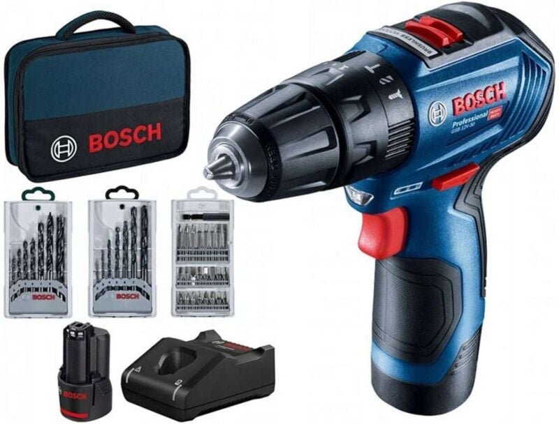 Werkzeug - 12V Akku-Bohrschrauber mit Zubehör, 2x 2,0 Ah Li-Ion Akku, Ladegerät 06019G9101 - Bosch