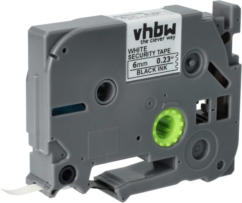 vhbw Schriftband-Kassette kompatibel mit Brother PT 2480, 2470, 2460, 2450, 300 Etiketten-Drucker 8m x 6mm Schwarz auf W...