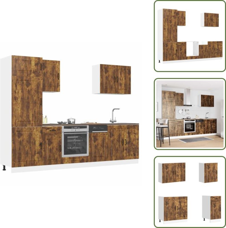 The Living Store - vidaXL 7-tlg. Küchenschrank-Set Kalmar Räuchereiche Holzwerkstoff