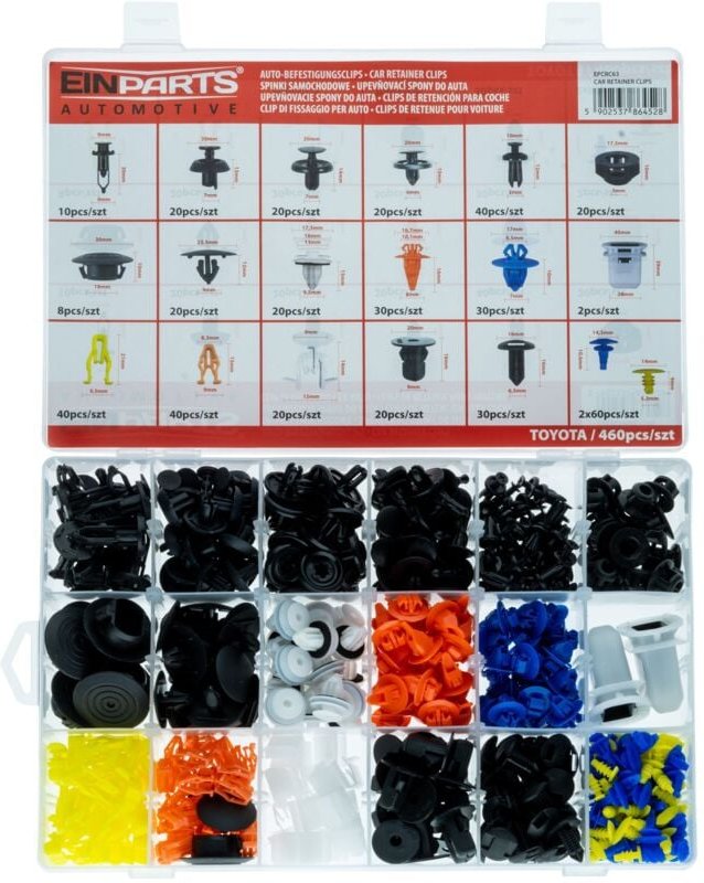 Stifte und Clips speziell für Toyota – 460-teiliges Set.