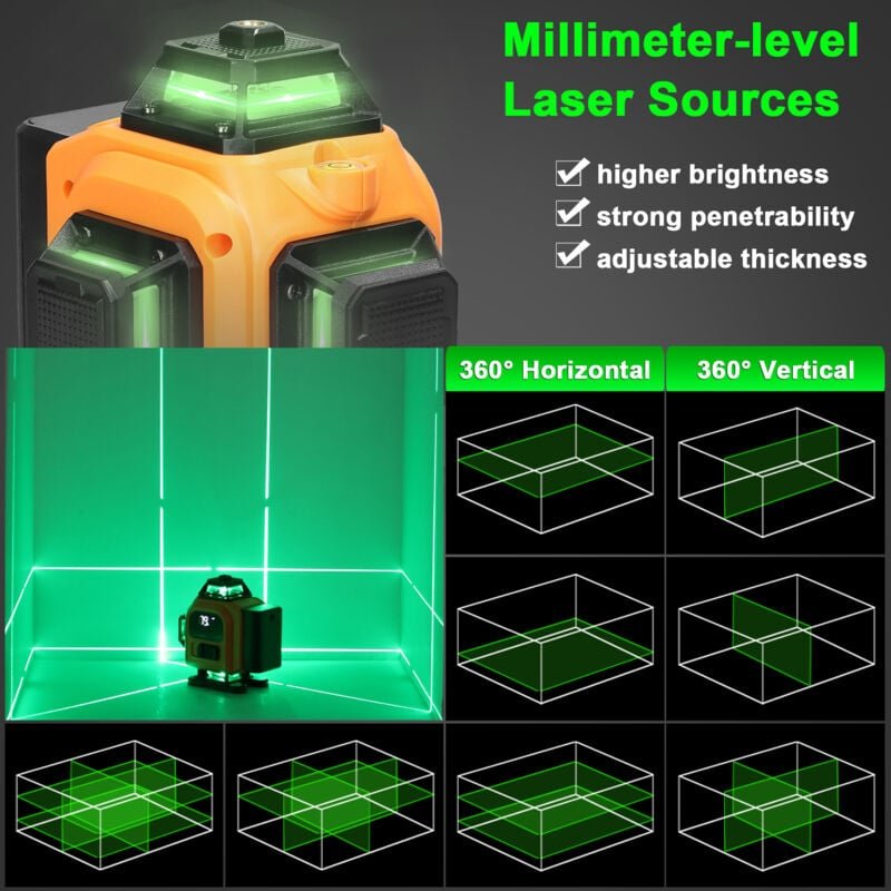 Thumbnail - Jeffergarden - Multifunktions-Lasermaschine mit 16 Linien und 3 °, automatisch schaltbar, mit Batterie und omnidirektion...