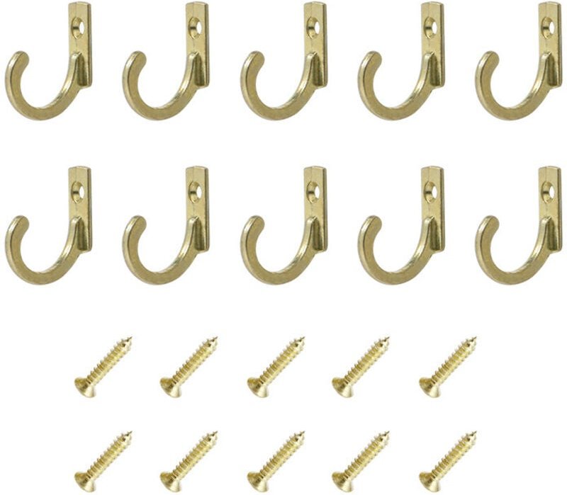 10er-Pack gelbe Wandhaken im Vintage-Stil mit Schrauben – kleine Schraubhaken für Schüsseln, Schmuck, Taschen, Handtüche...