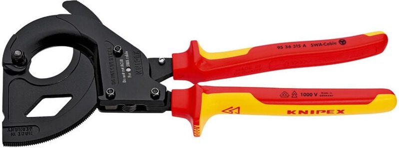 Thumbnail - Knipex - 95 36 315 a Kabelschneider (Ratschenprinzip) für stahlarmierte Kabel (SWA-Kabel) isoliert mit Mehrkomponenten-H...