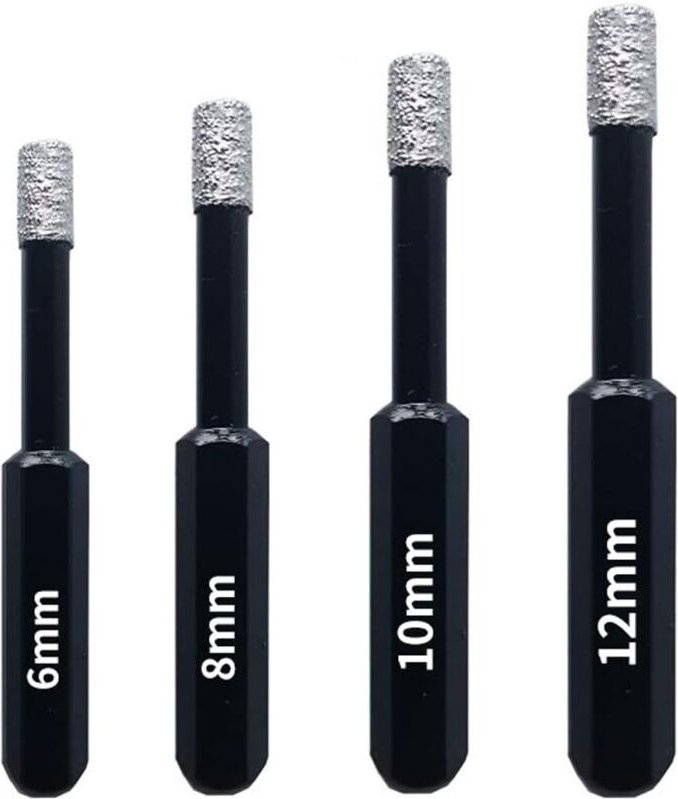 Box mit 4 Diamantbohrern für Fliesen, Keramik, Feinsteinzeug, Fliesen, Glas, Stein. Professionelle Diamantbohrer für Loc...
