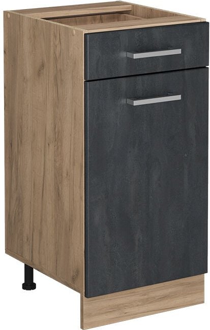 Vicco - Küchenunterschrank R-Line, Schwarz Beton, 40 cm ohne Arbeitsplatte