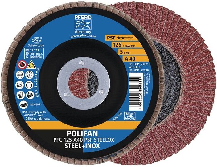 Thumbnail - PFERD TOOLS 67744125 Fächerscheibe POLIFAN A PSF STEELOX Ø 125 mm Körnung 40 kon