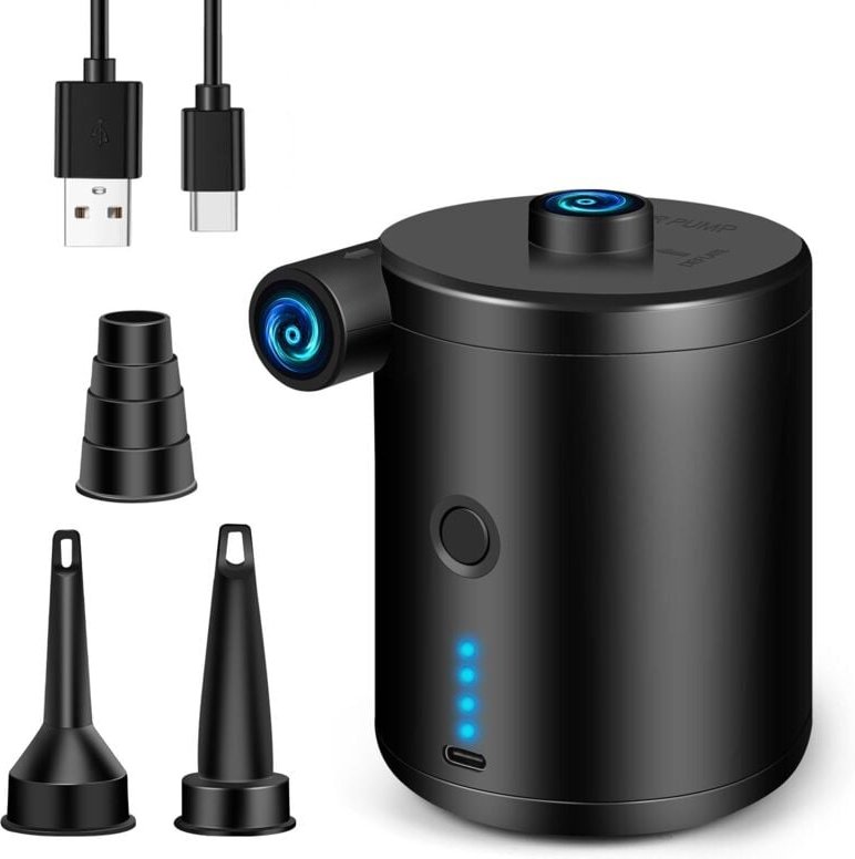 Elektrische Luftpumpe, 4000 mAh Elektrischer Inflator mit USB Aufblasbare Matratze Inflator mit 3 Luftdüsen Tragbare Ele...