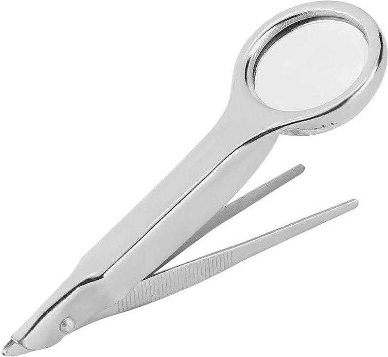 10 x Multifunktionspinzette aus Edelstahl mit 10 x Lupe