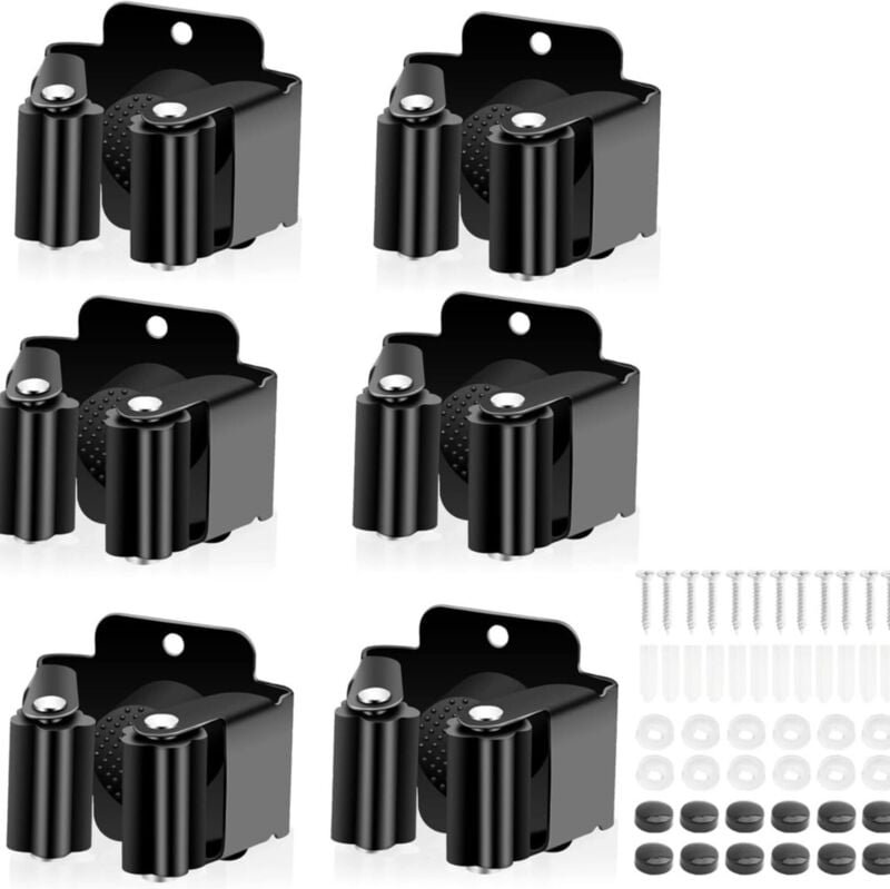 6er-Pack Besen- und Mopphalter zur Wandmontage aus Edelstahl (mit Schrauben), Aufhänger für Gartengeräte (geeignet für K...