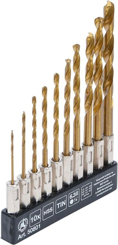 HSS-Bohrer-Satz titan-nitriert 1,5 - 6 mm 10-tlg.