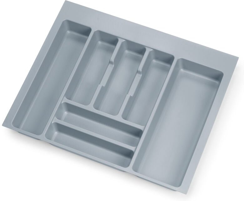 Optima Universal-Besteckschublade, Modul 600mm, Kunststoff, Grau - Grau - Emuca