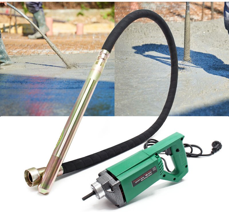 Wiltec - Elektro Einhand Betonrüttler 800 w, Betonverdichter mit ø 35 mm Rüttelflasche mit 200 cm Schlauchlänge, Flasche...