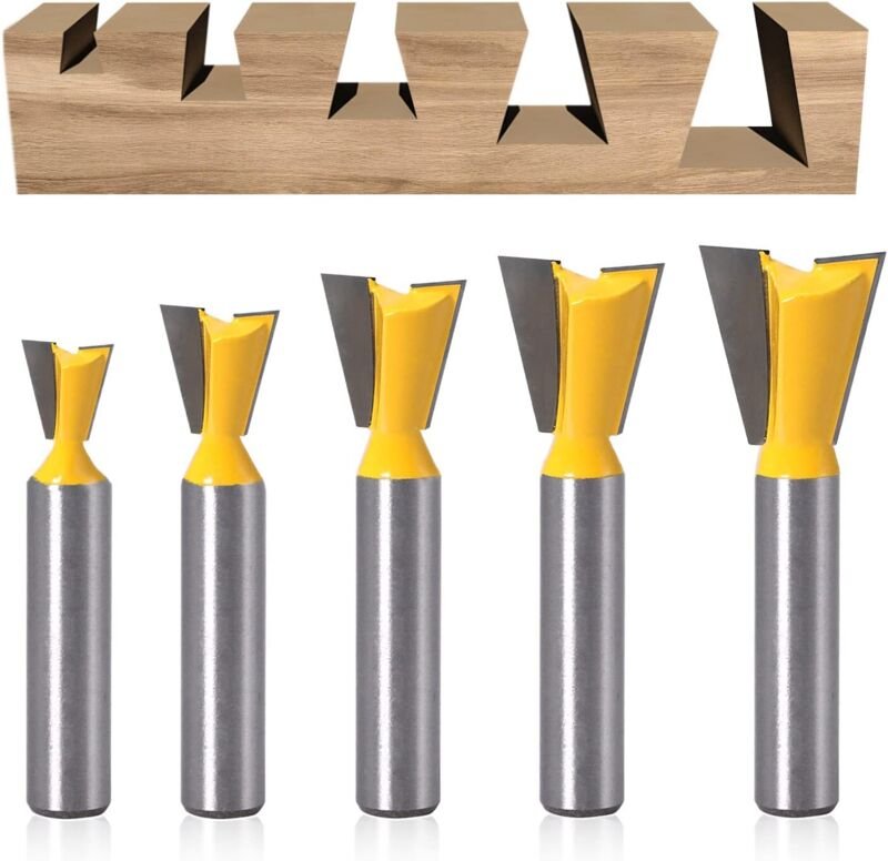 5 Stück Schwalbenschwanz-Fräser, 8 mm Hartmetall-Planfräser, Fräser für die Holzbearbeitung