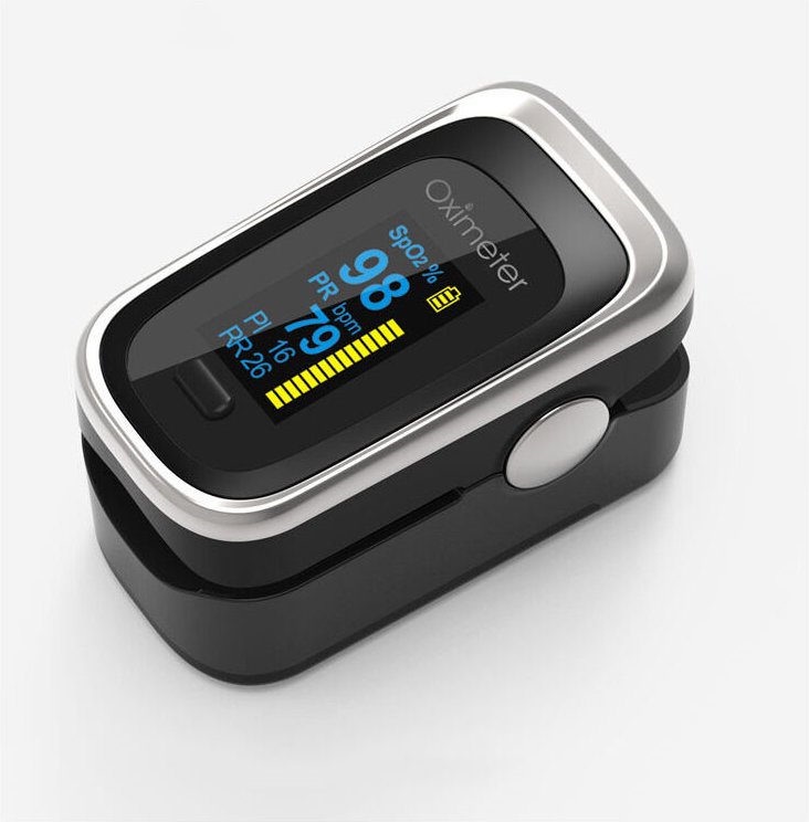 Memkey - Digitales Pulsoximeter zur Messung der Sauerstoffsättigung im Blut und des Pulses, 61 x 36 x 32 mm, 41 g, Schwa...