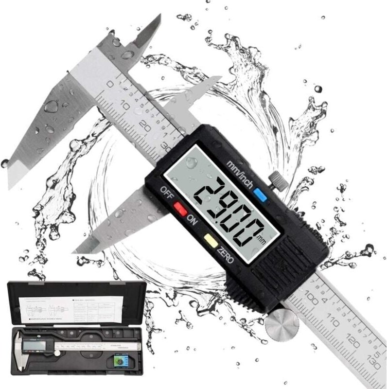Thumbnail - Messschieber, Digitaler Messschieber 150 mm, Edelstahl, großes LCD-Display, einstellbare Genauigkeit 0,01 mm, mm/Zoll-Um...