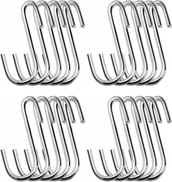 XVX - Confezione da 20 ganci s resistenti in argento da 2,3 pollici per cucina, bagno, camera da letto e ufficio