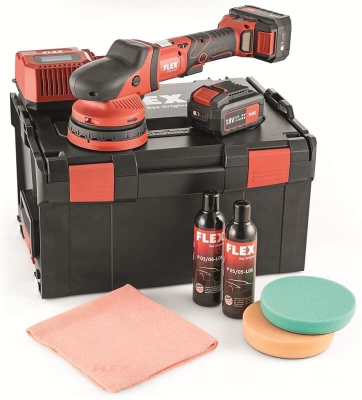 Exzenterpolierer 18V xfe 15 150 18.0-EC/5.0 P-Set c Flex 2 Akkus + Ladegerät - im Koffer - 461245